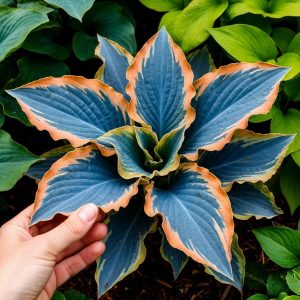 Хоста Океан Вью купить по цене от 960р. в интернет-магазине «Посадика» с доставкой почтой в в Высоцке и по всей России – [изображение №1].