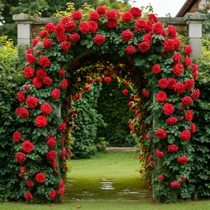 Роза плетистая Алый Триумф купить по цене от 319р. в интернет-магазине «Посадика» с доставкой почтой в в Высоцке и по всей России – [изображение №1].